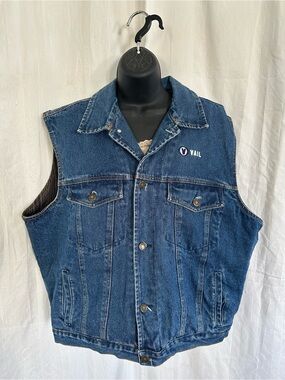 Wanted Dark Blue Denim Vest with Vail Logo